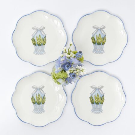 Fidino Scalloped Blue Easter Egg Starter Plates – Set of 4