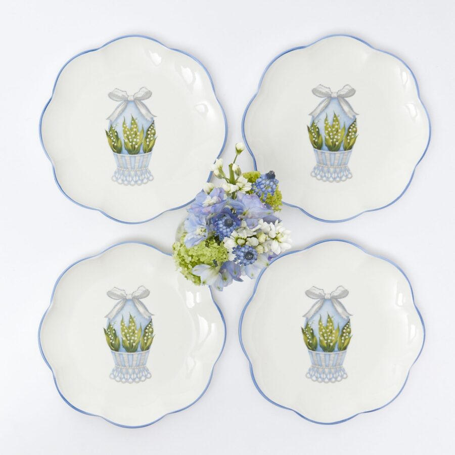 Fidino Scalloped Blue Easter Egg Starter Plates – Set of 4