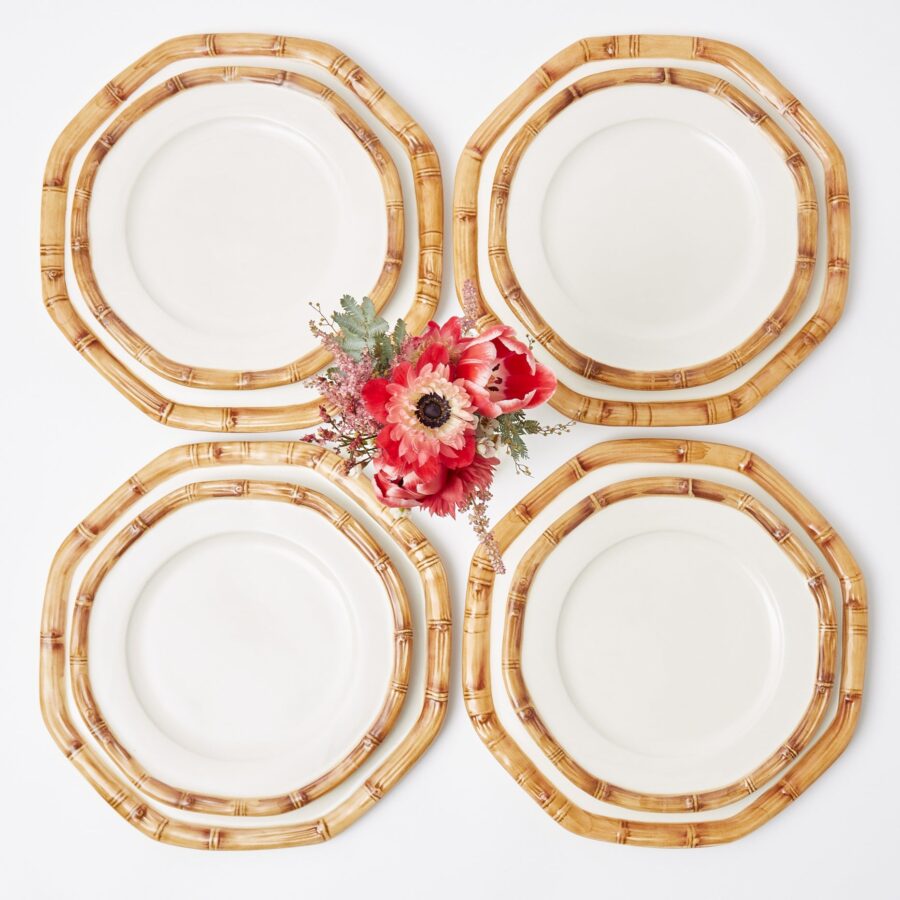 Fidino Geometric Bamboo Dinner and Starter Plates – Set of 8 - Image 8