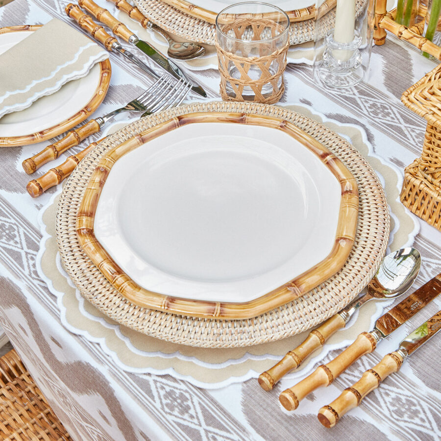 Fidino Geometric Bamboo Dinner Plates – Set of 4 - Image 12