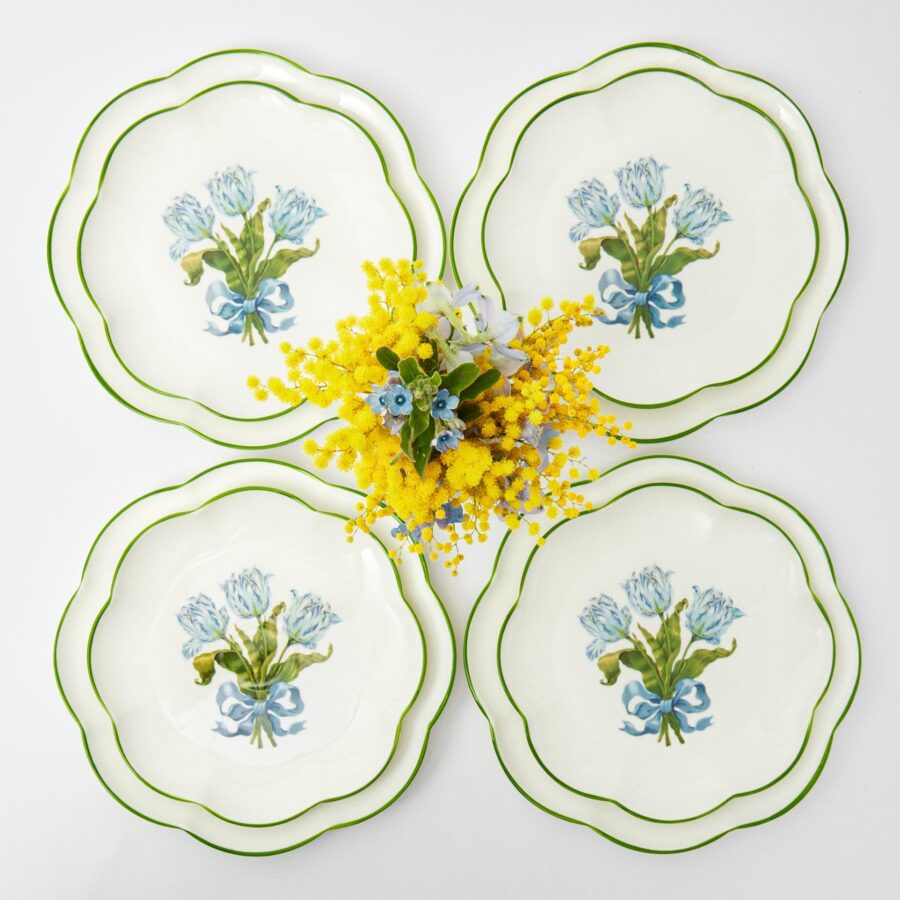 Fidino Blue Tulip Dinner and Starter Plates – Set of 8 - Image 11