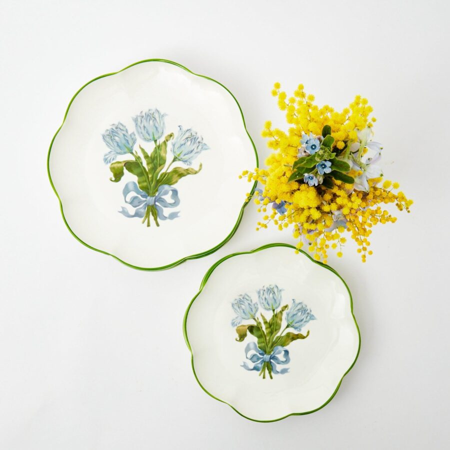 Fidino Blue Tulip Dinner and Starter Plates – Set of 8 - Image 17
