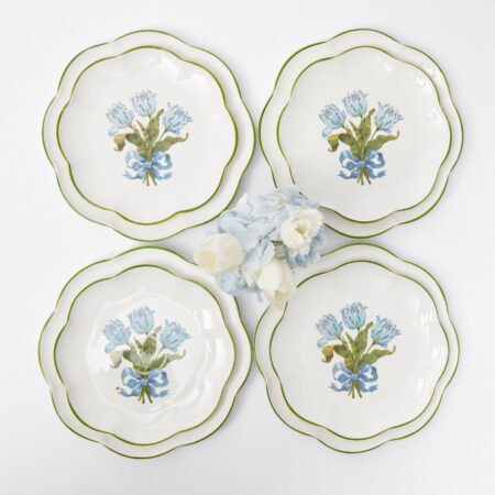 Fidino Blue Tulip Dinner and Starter Plates – Set of 8