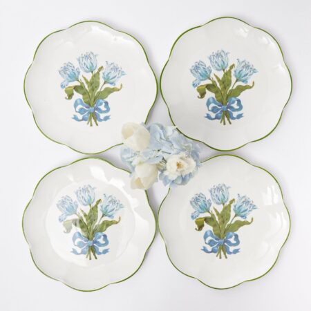 Fidino Blue Tulip Dinner Plates – Set of 4