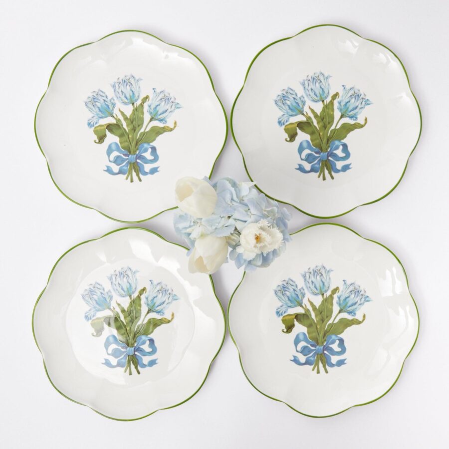 Fidino Blue Tulip Dinner Plates – Set of 4