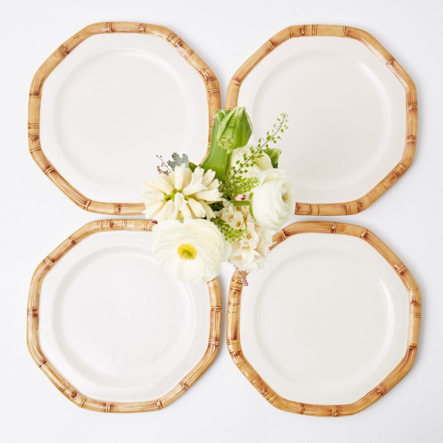 Fidino Geometric Bamboo Dinner Plates – Set of 4