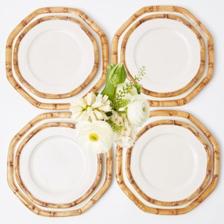Fidino Geometric Bamboo Dinner and Starter Plates – Set of 8