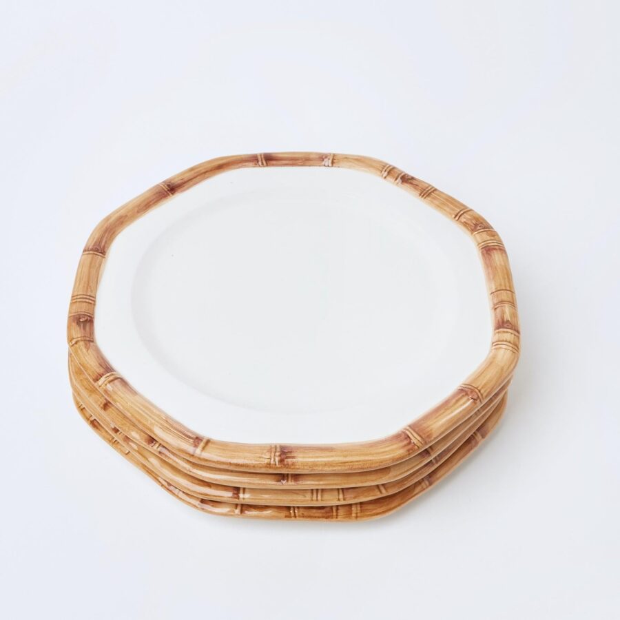 Fidino Geometric Bamboo Dinner Plates – Set of 4 - Image 7