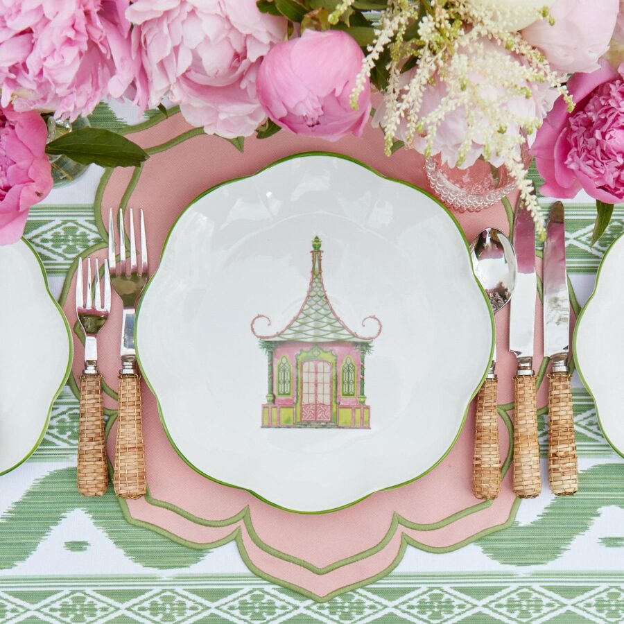 Fidino Pink & Green Pagoda Dinner and Starter Plates – Set of 8 - Image 10