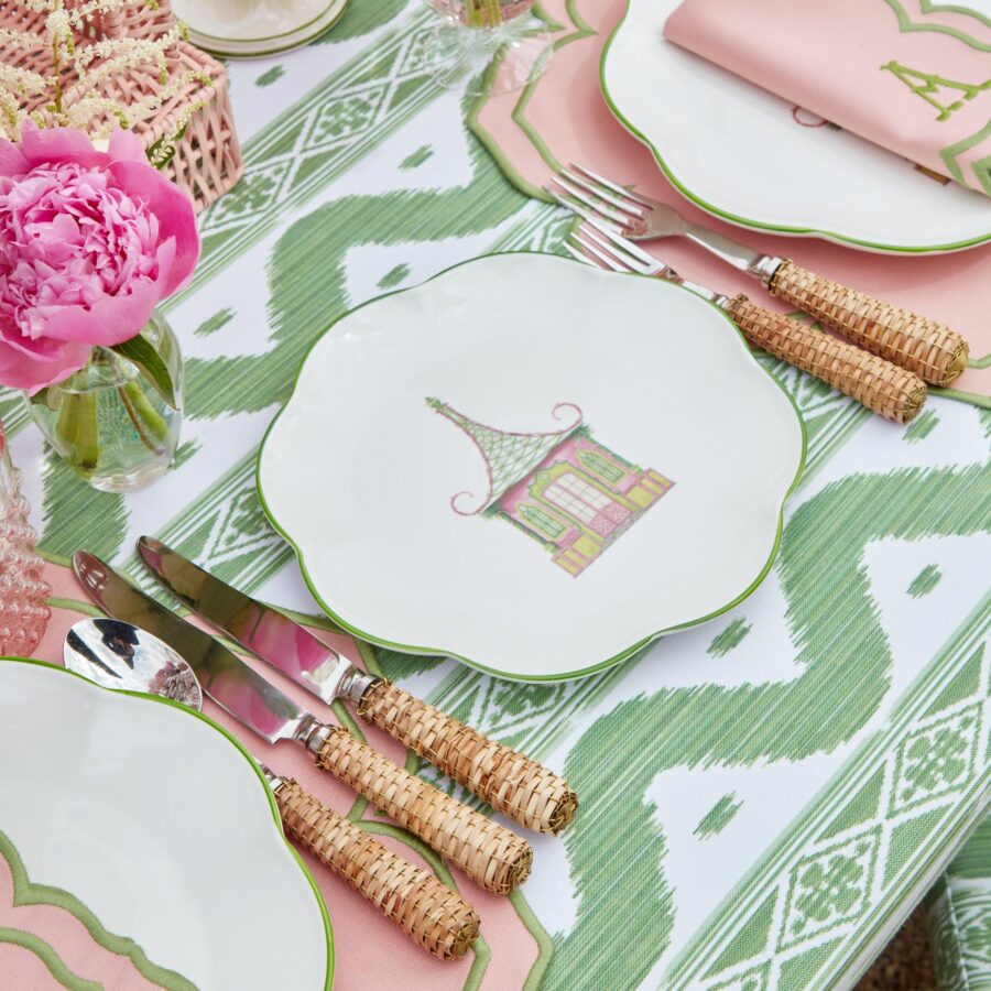 Fidino Pink & Green Pagoda Dinner and Starter Plates – Set of 8 - Image 11