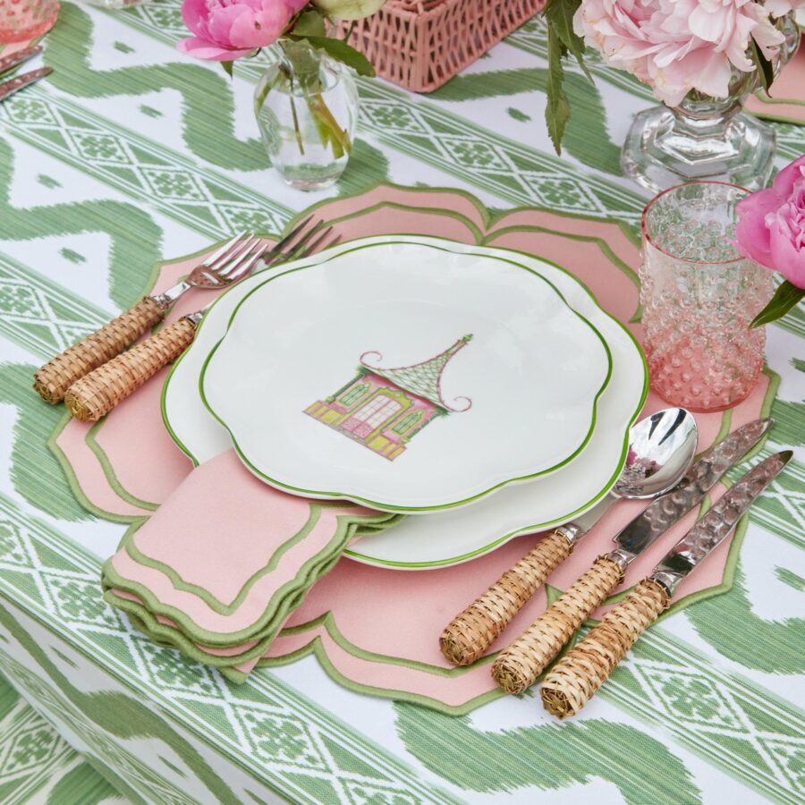 Fidino Pink & Green Pagoda Dinner and Starter Plates – Set of 8 - Image 5