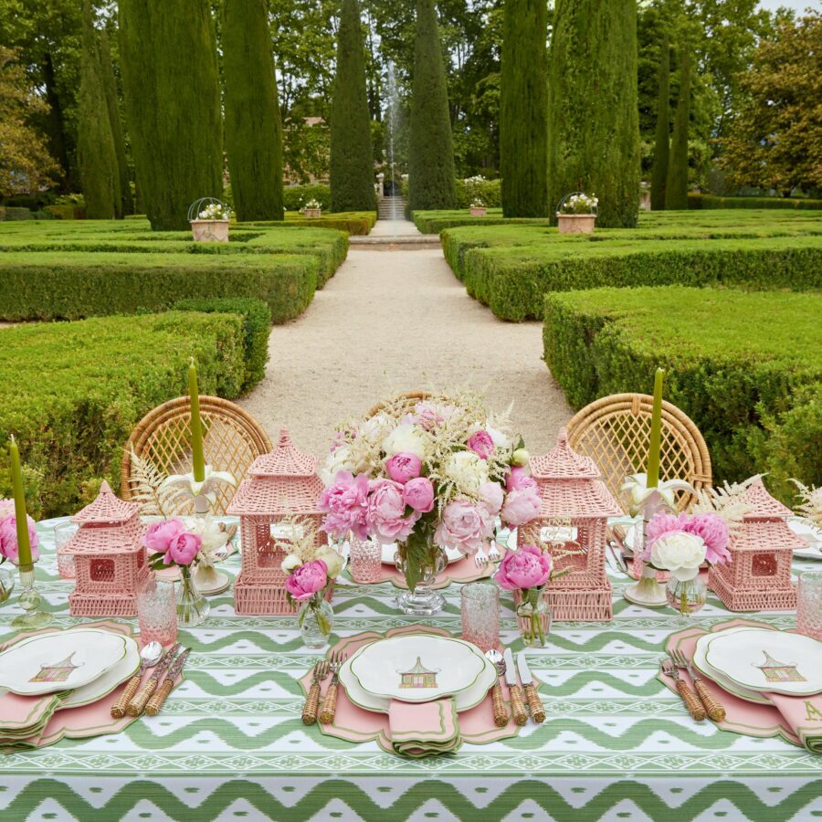 Fidino Pink & Green Pagoda Dinner and Starter Plates – Set of 8 - Image 6
