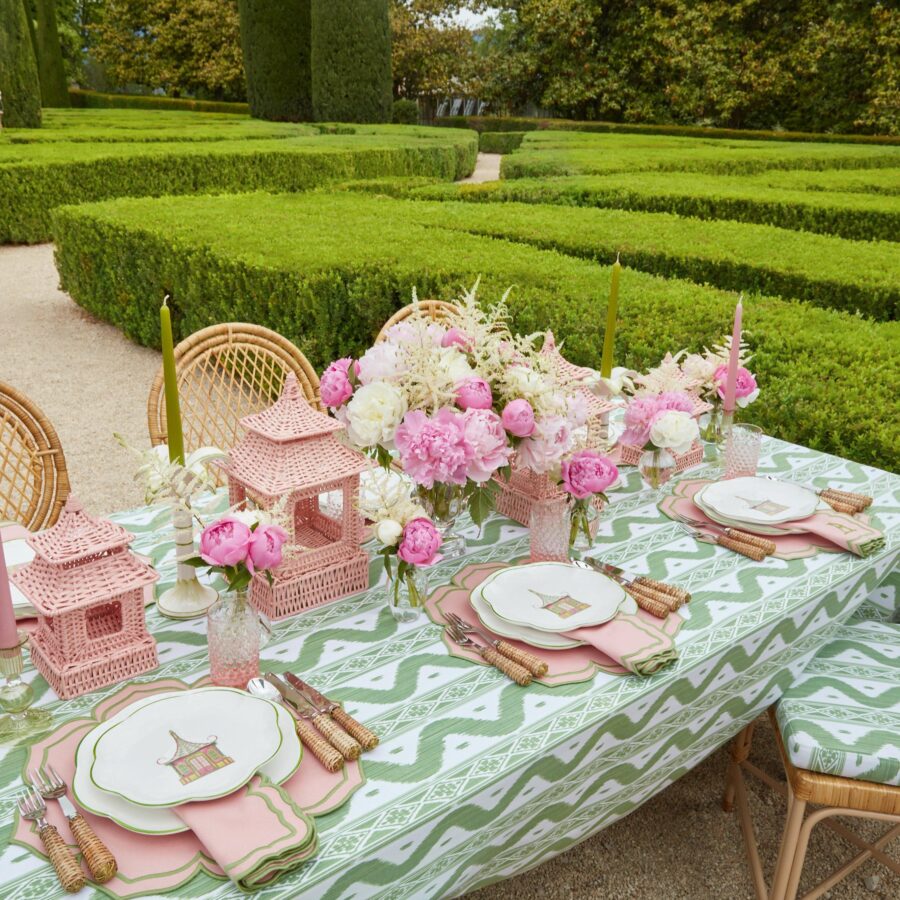 Fidino Pink & Green Pagoda Dinner and Starter Plates – Set of 8 - Image 7