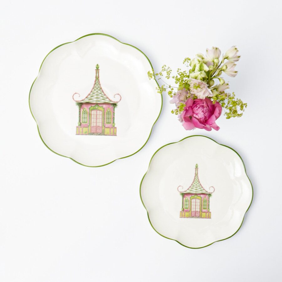 Fidino Pink & Green Pagoda Dinner and Starter Plates – Set of 8 - Image 8