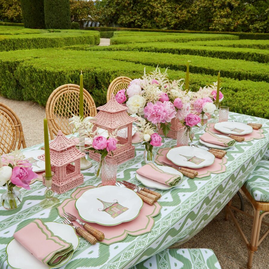 Fidino Pink & Green Pagoda Dinner and Starter Plates – Set of 8 - Image 9