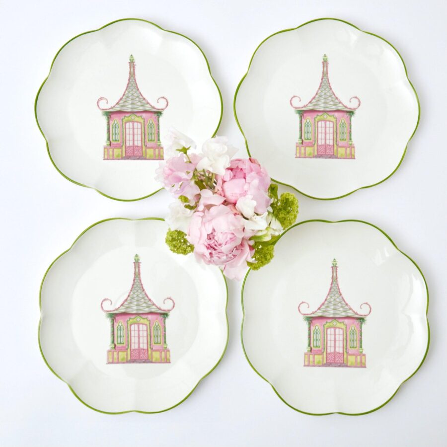 Fidino Pink & Green Pagoda Dinner Plates – Set of 4 - Image 10