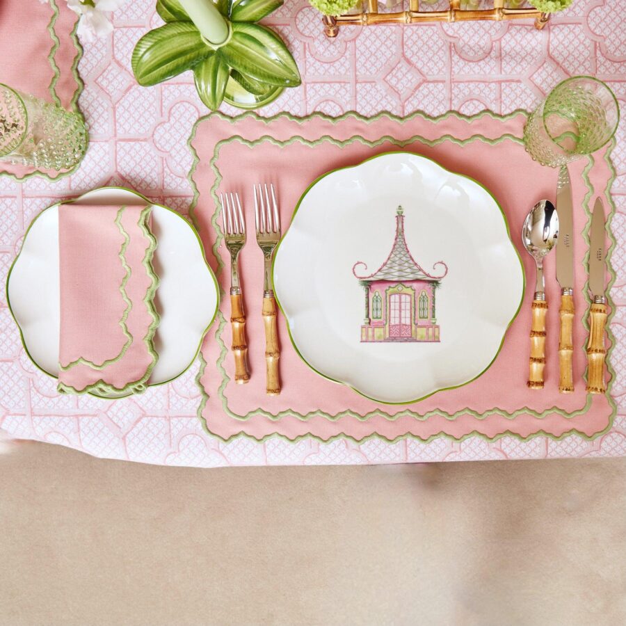 Fidino Pink & Green Pagoda Dinner Plates – Set of 4 - Image 15