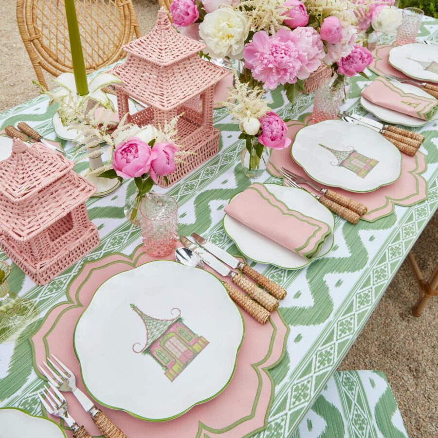 Fidino Pink & Green Pagoda Dinner Plates – Set of 4 - Image 6