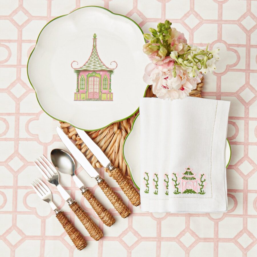Fidino Pink & Green Pagoda Dinner Plates – Set of 4 - Image 9