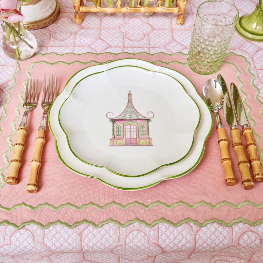 Fidino Pink & Green Pagoda Starter Plates – Set of 4 - Image 14