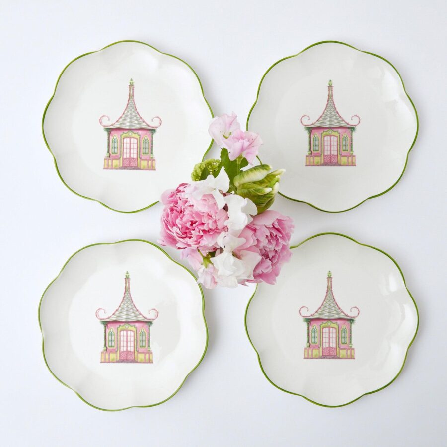 Fidino Pink & Green Pagoda Starter Plates – Set of 4 - Image 15