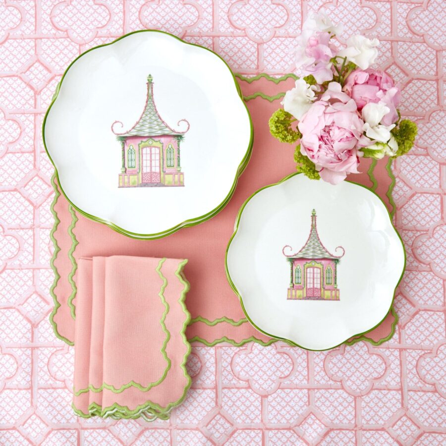 Fidino Pink & Green Pagoda Starter Plates – Set of 4 - Image 19