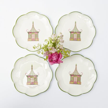 Fidino Pink & Green Pagoda Starter Plates – Set of 4