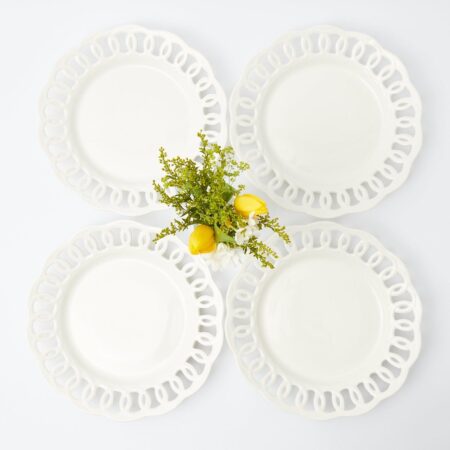 Fidino Elegant White Lace Dinner Plates – Set of 4